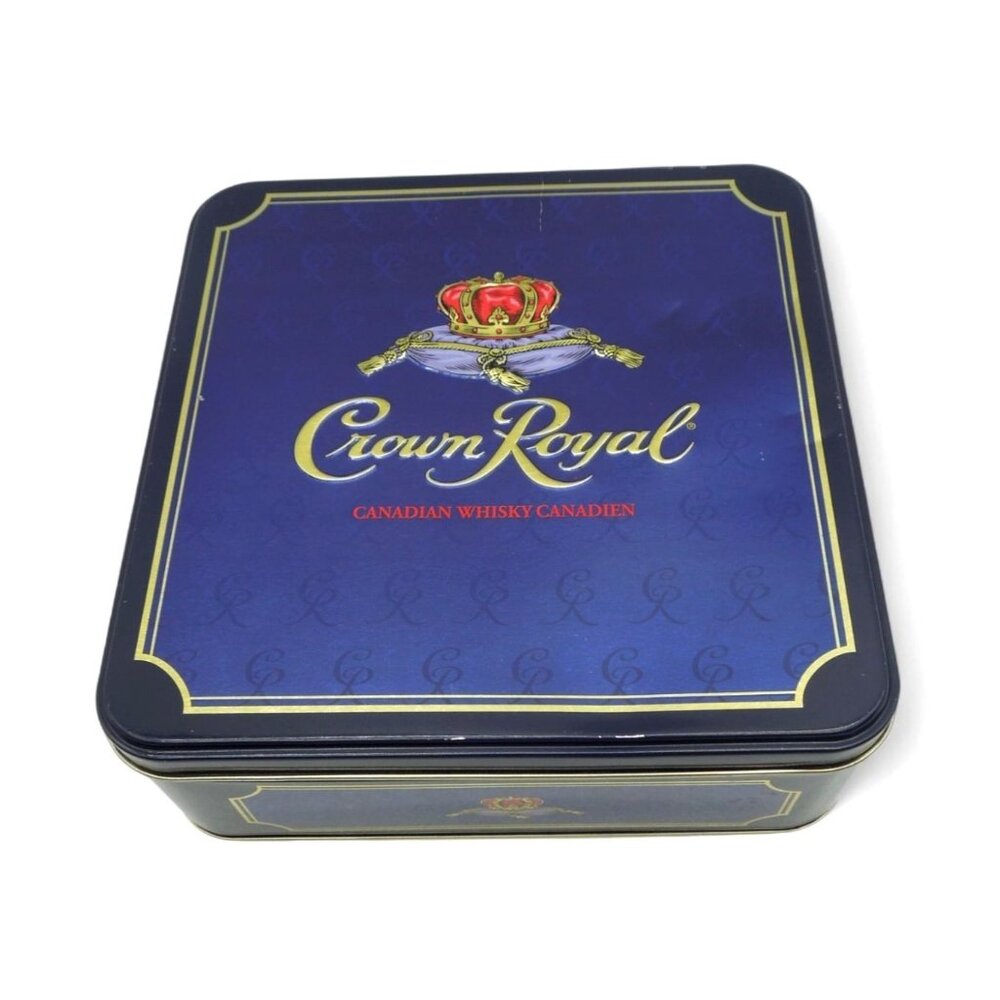 CROWN ROYAL Canadian Whisky Square Tin Box Barware Decor Vintage